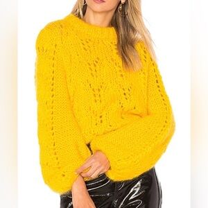 GANNI Juilliard Mohair Sweater Yellow Size M Chunky Knit